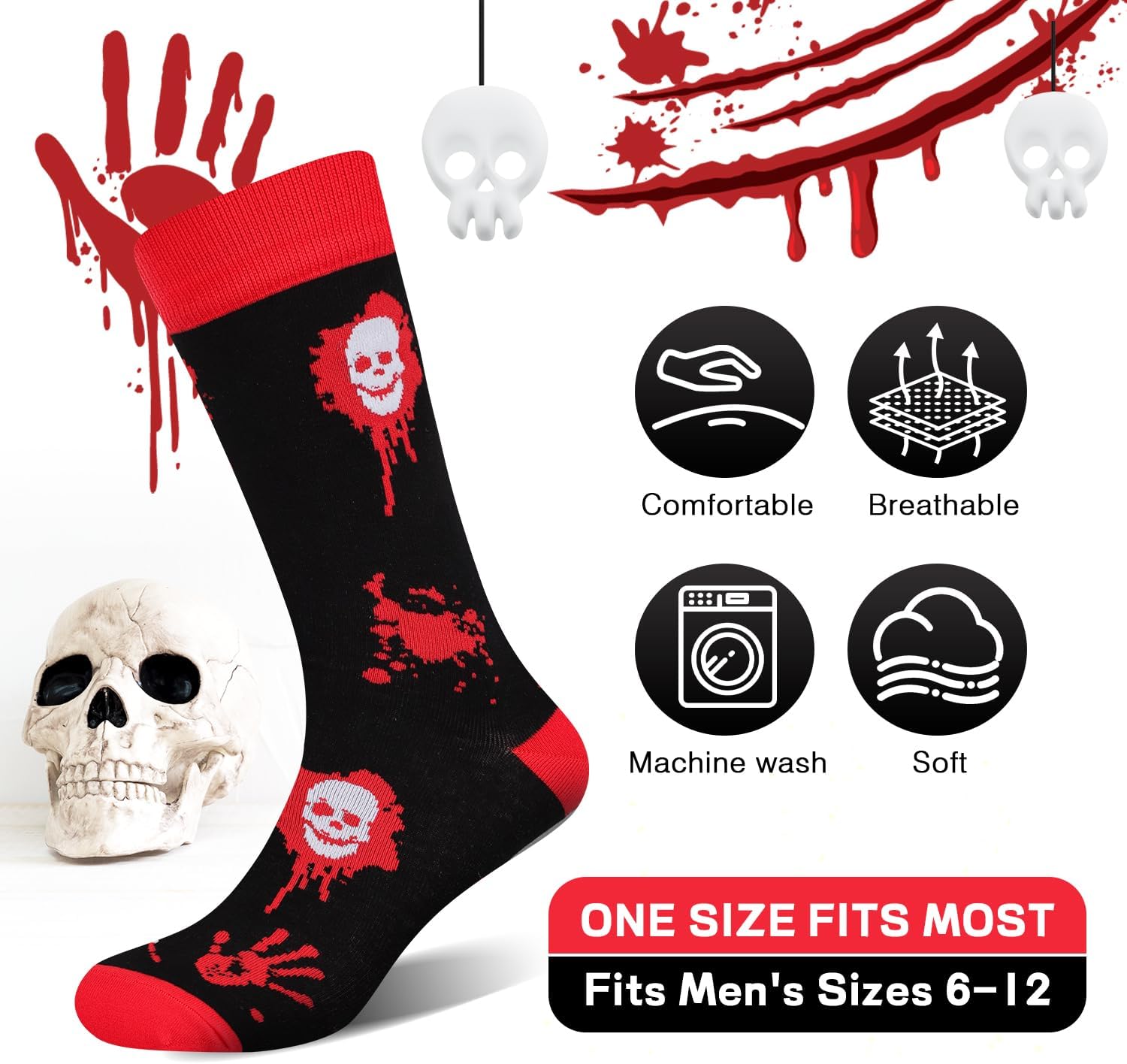 Funny Halloween Socks for Men Women Teen Boys- Fun Novelty Crazy Dress Crew Cool Socks - Halloween Gifts Costumes - Image 5
