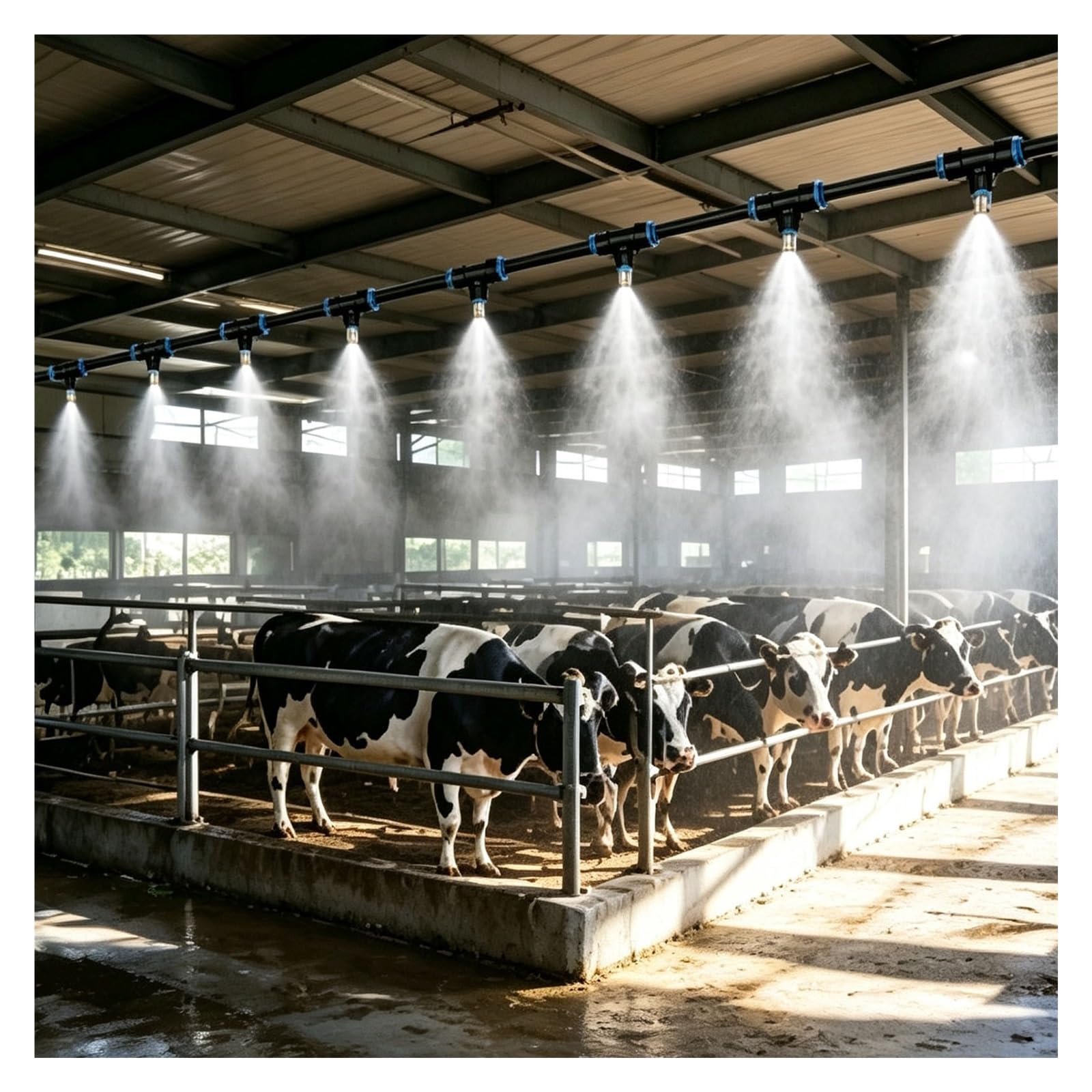 Kühlsystem Für Nutztiere, Sprühnebel-Set Für Den Außenbereich | Bauernhof, Rinderstall, Geflügelstall, Tierbereich, Temperaturkontrolle, Feuchtigkeitsausgleich(20m/787in/65.6ft)
