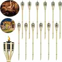 36 Torce Da Giardino In Bambù 90cm - Fiaccole A Olio Con Stoppino, Ideali Per Esterni, Feste E Decorazione - Foto 11