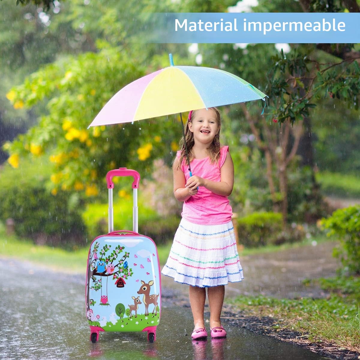 RELAX4LIFE 2 en 1 Juego de Maleta Infantil de 2 Piezas, Equipaje+Mochila con 4 Ruedas Giratorias, Mango Retráctil, Doble Cremallera y Película PC, Maletas de Viaje Infantiles, Regalo Niños (Modelo 6)