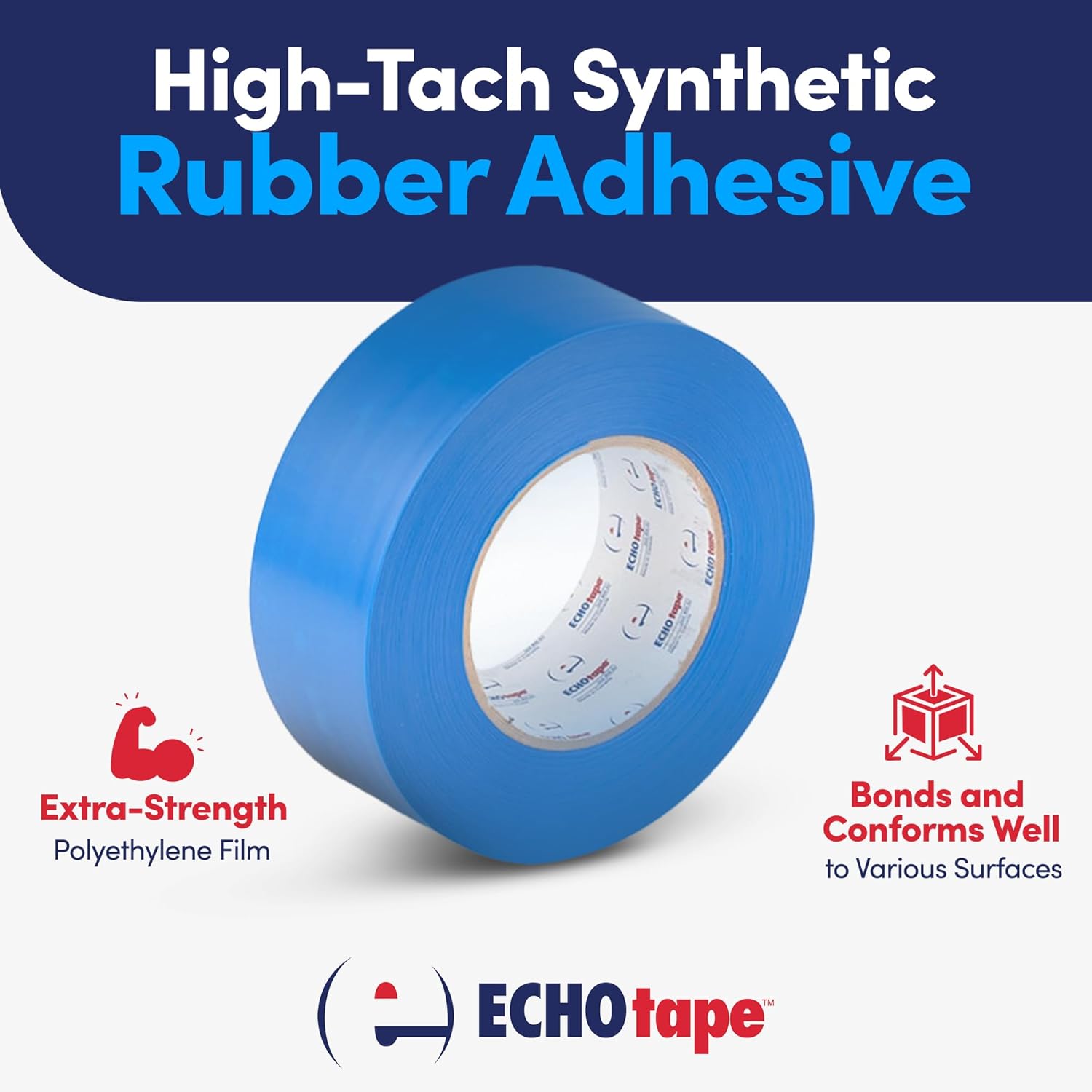 ECHOtape VI-N6120 | White Multi-Purpose Construction Tape | Stucco Masking Tape | Temporary Hold Tape | No Residue Vinyl Tape | Vinyl Repair Tape | Vinyl Floor Marking Tape | 2.83 in x 60 yds