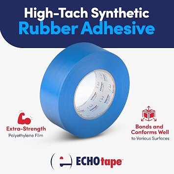 ECHOtape VI-N6120 | White Multi-Purpose Construction Tape | Stucco Masking Tape | Temporary Hold Tape | No Residue Vinyl Tape | Vinyl Repair Tape | Vinyl Floor Marking Tape | 2.83 in x 60 yds