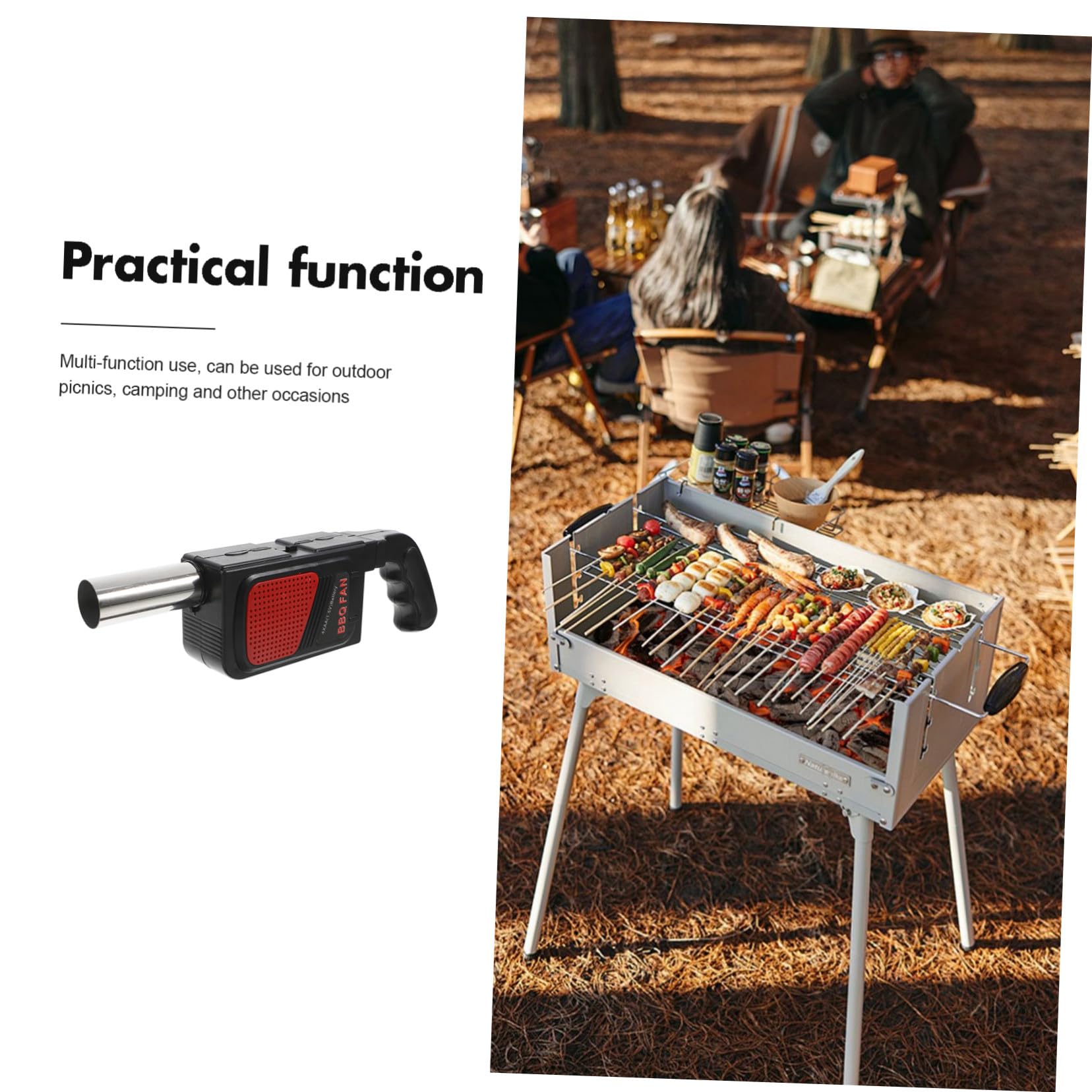 iplusmile Soffiatore Elettrico per Barbecue Esterno, 2 Pezzi, 4 Aa