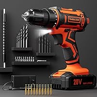 VIWKO 20V Cordless Drill Set with 2.0Ah Battery & Charger, 25+1 Torque, 42PCS Bits - Keyless Chuck Power Drill for DIY (Orange)