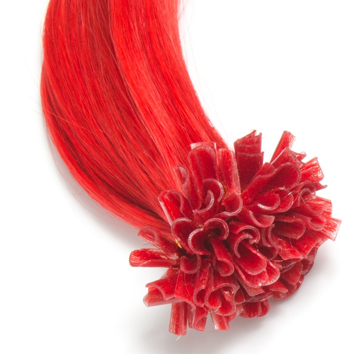 Rote Bonding Extensions aus 100% Remy Echthaar - 100x 1g 60cm Glatte Strähnen - Lange Haare mit Keratin Bondings U-Tip als Haarverlängerung und Haarverdichtung in der Farbe #red