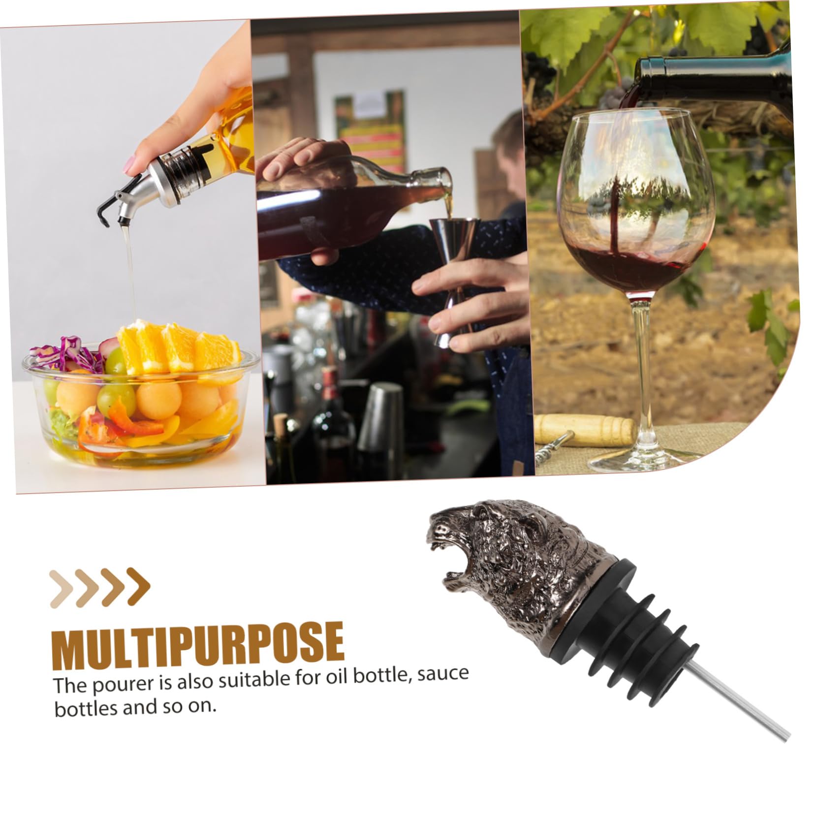 Cabilock 4 Pièces Verseur De Vin De Tigre Verseurs De Vin Bouteille d'alcool Bec Verseur Verseurs d'alcool Verseur De Bouteille D'huile Ustensiles pour Boissons Vin Alliage De Zinc Black