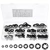 265PCS 9 Sizes Internal Tooth Star Lock Washers, Large Quick Speed Push On Lock Washers, Black Hardware Nuts Kit, Push Nuts Assortment