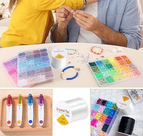 Miniatura 6 de Cuerda elástica de 0.031 in, cuerda elástica transparente para pulseras, cuerda de cuentas de arcilla, cuerda elástica de 328.1 ft para hacer