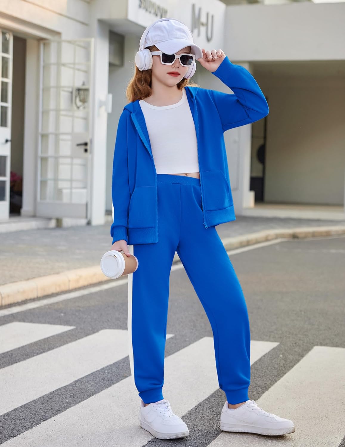 Arshiner Girls 2 Piece Outfits Sweatsuits Zip Up Hoodie Sweatshirt and Sweatpant Athletic Tracksuit Jogger Set - Image 5