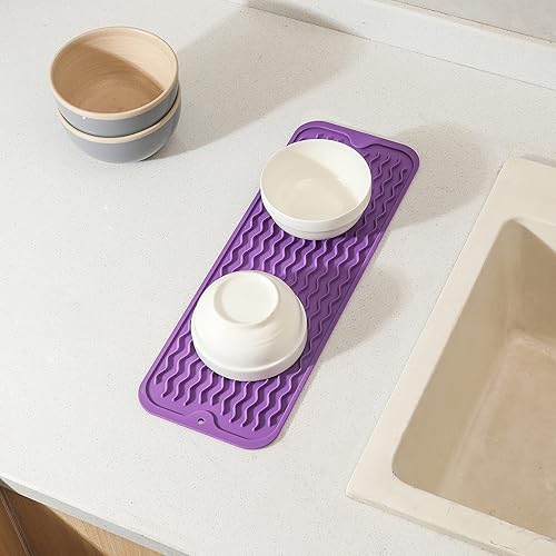 Miniatura 1142 de Tapete de silicona para secado de platos para múltiples usos, fácil de limpiar, ecológico, resistente al calor, tapete de silicona para encimera