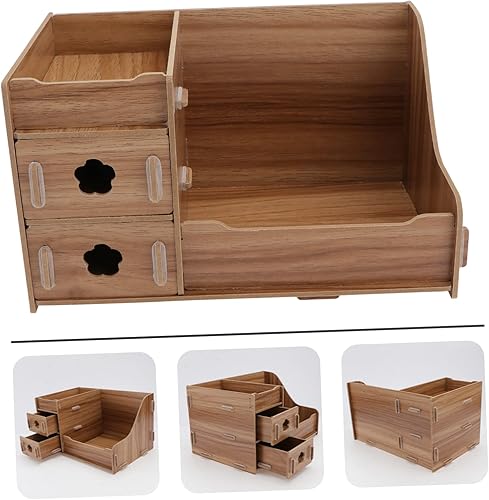 Miniatura 7 de STOBAZA Caja de almacenamiento de madera, cajones de almacenamiento, cajones de almacenamiento de maquillaje, contenedores de escritorio,