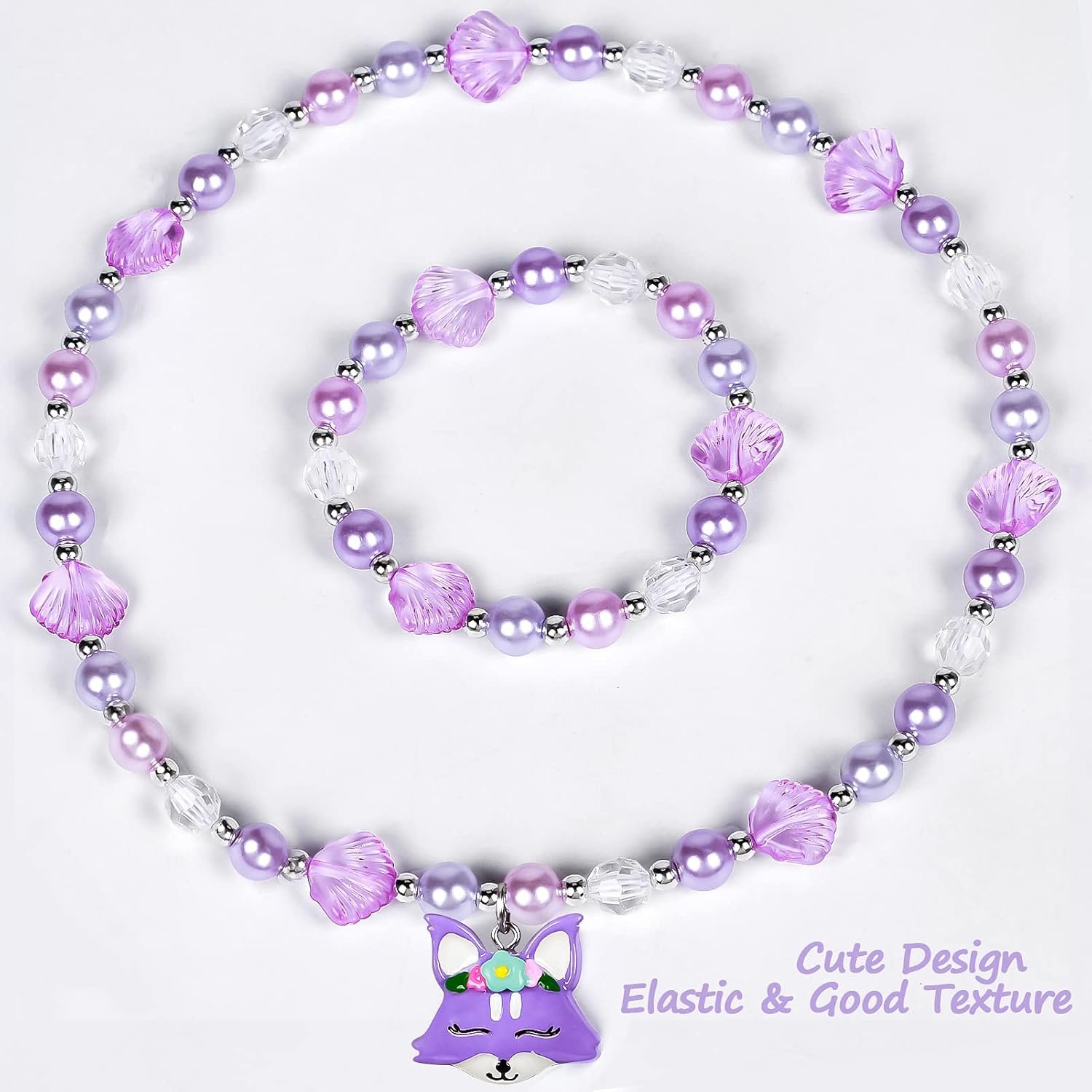 Winrayk 4Set Girls Beads Necklaces Bracelets Jewelry Set with Sparkling Unicorn Fox Candy Frozen Design Friendship Dress Up Play Princess Party Favor Gift Jewelry for Kids Toddler Little Girls 3 4 5 6 : Toys & Games