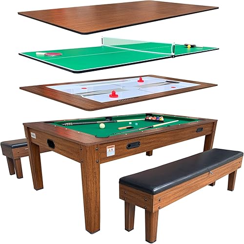 Miniatura 14 de RACK Luxor - Mesa giratoria de 7.5 pies, 4 en 1, multijuego para billar y pool
