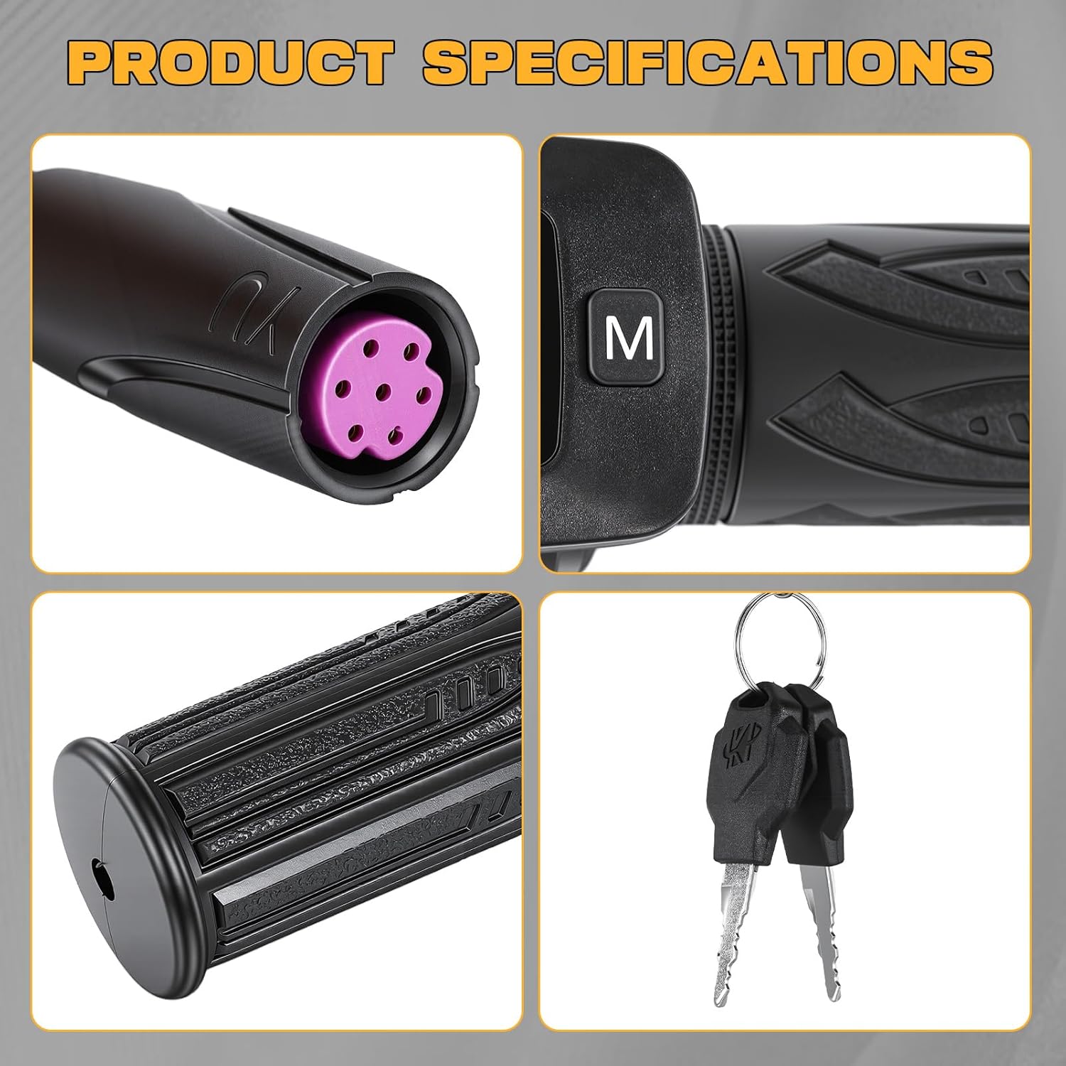 Throttle Integrated Display with M Key Button Speedometer Compatible with Tuttio Soleil01 Electric Dirt Bike, 48V Twist Throttle E Bike Replacement (with Grip)