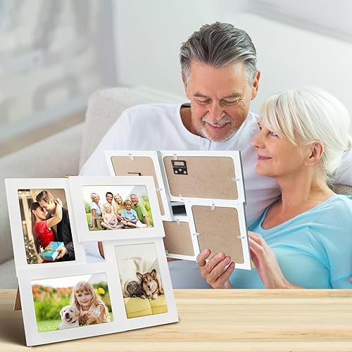 Miniatura 7 de ZCPTZ Marcos de fotos de collage de 4 x 6, juego de 4 marcos de fotos múltiples para decoración de pared o mesa, marcos de fotos familiares,