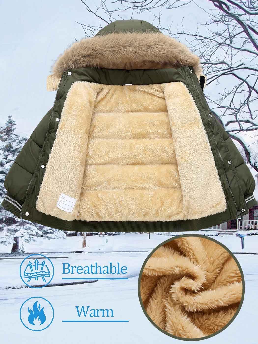 Toddler Winter Thick Hooded Down Jacket Warm Snow Fleece Jackets Baby Boys Girls Outdoor Coat Outwear