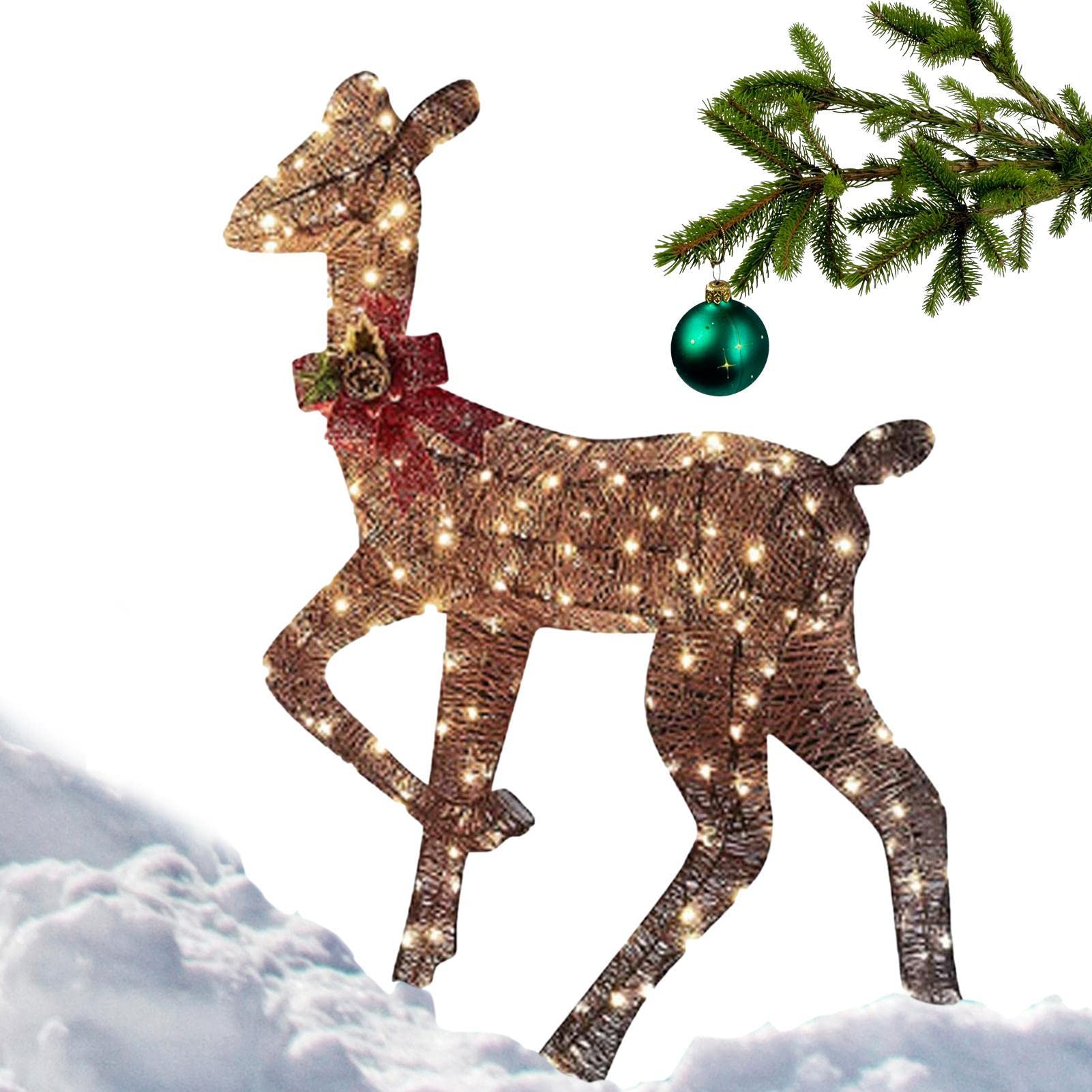 Bannière Décorative Pour Porte De Noël - Motif Cerf - Pour Intérieur Et