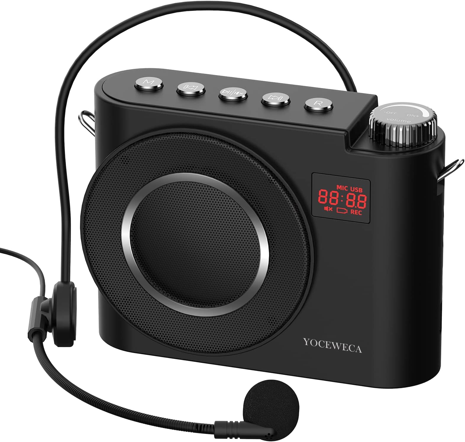 YOCEWECA Voice Amplifier with Wired Microphone Headset 20W Personal Sound Amplification Supports Mute/Bluetooth 5.0/ TWS/Recording, Portable Speaker and Mic for Teachers, Instructors,Tour Guides, etc