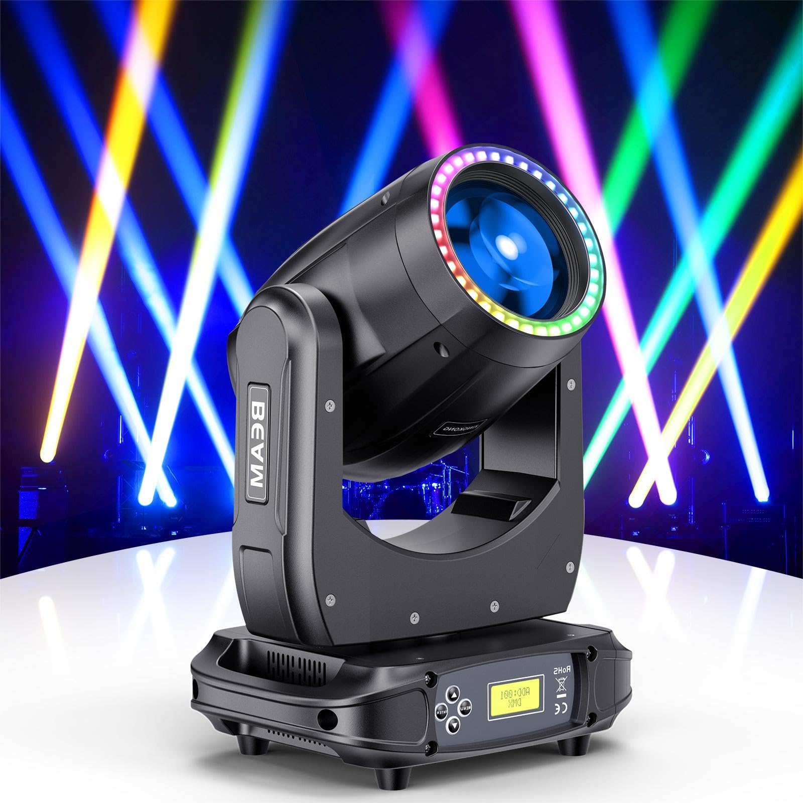 180W Moving Head Lights,15 Gobos 13 Colors DJ Lights Spotlights with 16 Channels DMX 512 Sound Activated for Stage Lighting Wedding Party Church