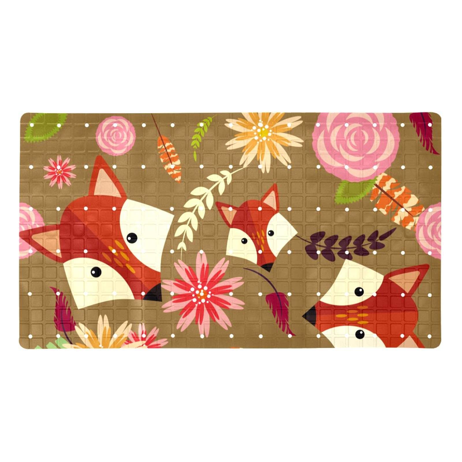 Tapis de salle de bain antidérapant de haute sécurité motif renard