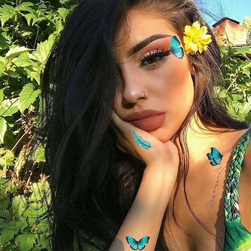 Miniatura 5 de Uranian Calcomanías temporales de tatuaje de mariposa, tatuajes faciales con purpurina para mujeres, niñas, niños, mariposas, tatuajes corporales,