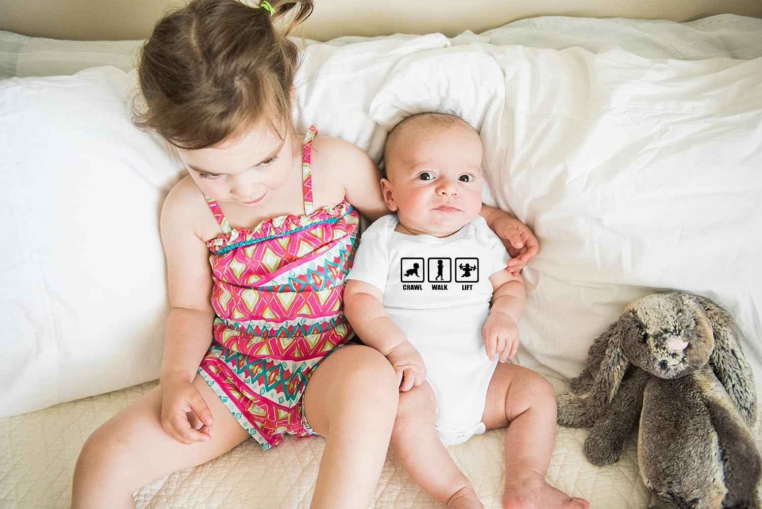 AW Fashions Crawl, Walk, Lift Baby Bodysuit Funny Cute Infant Newborn Announcement Outfit Unisex Girls Boy