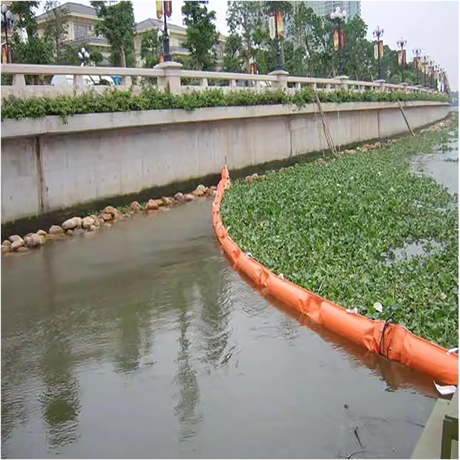 Lightweight Floating Booms, Float Oil Fence，Solid Floating River Waste Fencing, Interbank Flood Control Fencing for Water Oil Waste，10M Length Oil Containment Fence(0.35x10m)