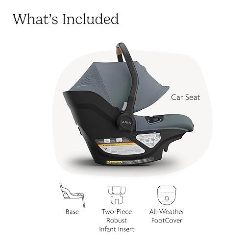 Miniatura 3 de UPPAbaby Aria V2 - Asiento de automóvil ligero para bebé, poco menos de 6 libras, base con pata de carga + inserto para bebés + funda para pies para
