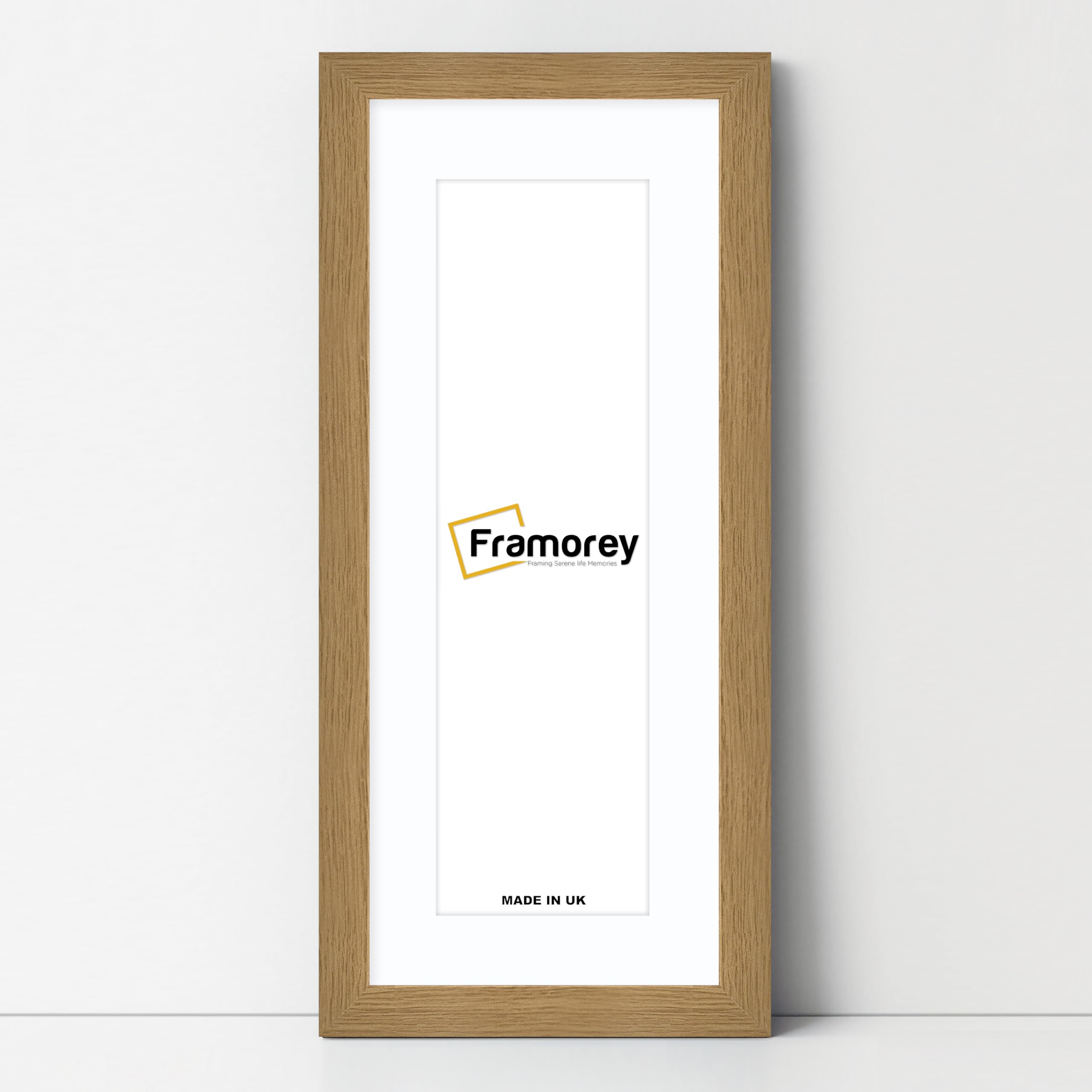 Framorey Framing Serene Life Memories Oak With White Mount Framorey Panoramic Style Oak Wooden Effect Picture Frame, 30X20" Size With 26X16" Size White Mount, Handmade Wall Art Frame, Best Home Decor