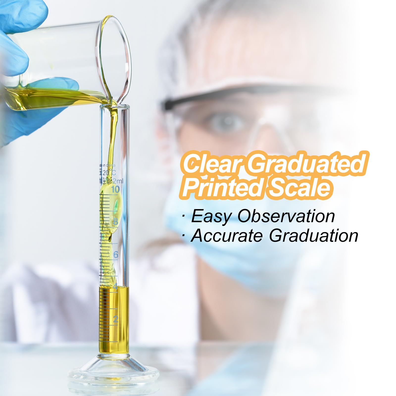 PATIKIL Cilindro Graduato da 100ml, 4 Pezzi Cilindri di Misurazione in Vetro Borosilicato 3.3 a Base Rotonda per Esperimenti di Laboratorio, Trasparente