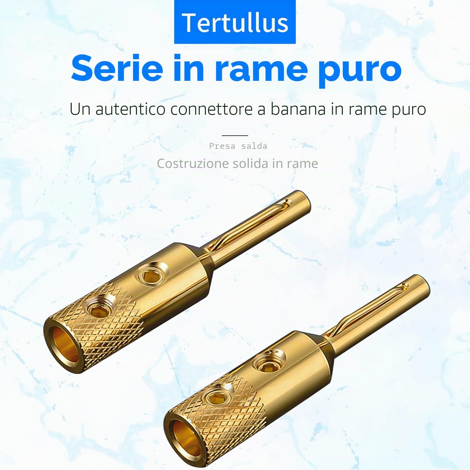 Tertullus 4 connettori di fascia alta in rame puro placcato oro, connettore a banana, connettore HiFi avvitabile per cavo altoparlante fino a 5 mm
