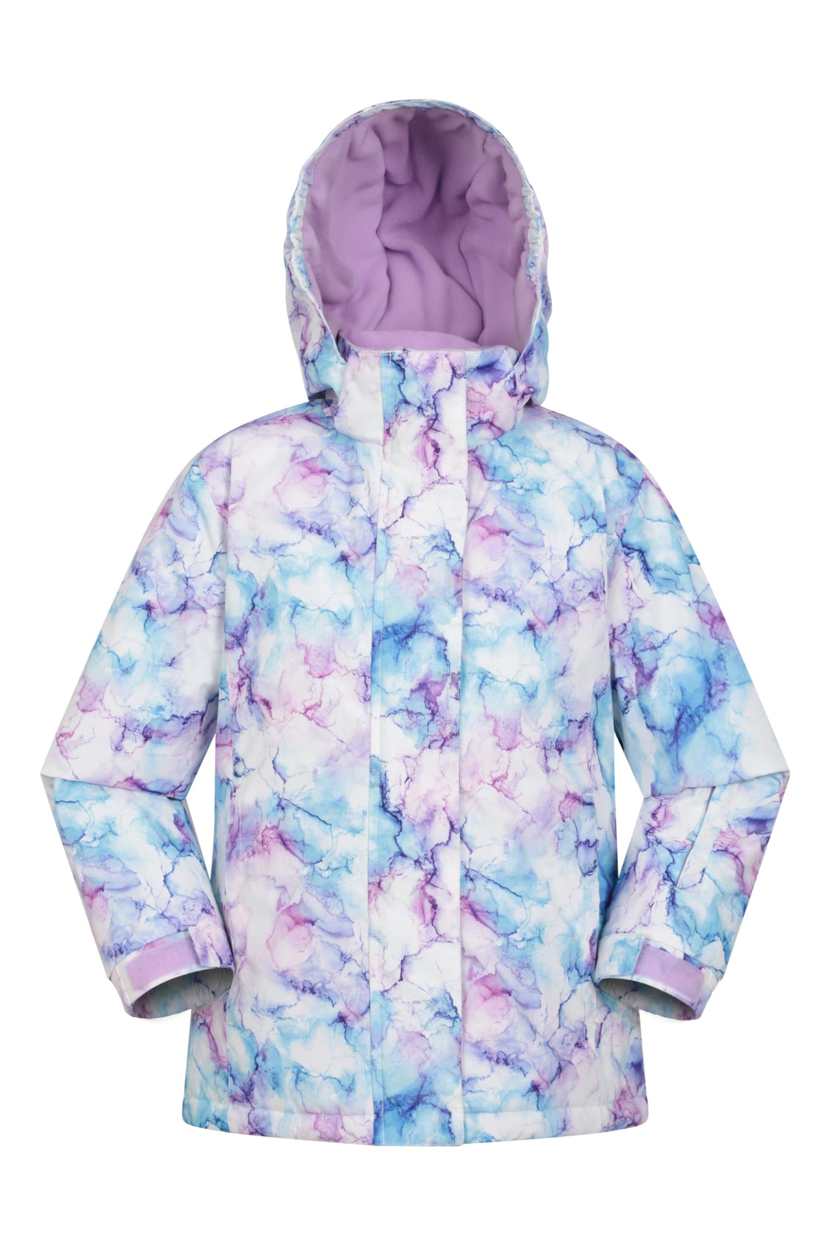 Mountain Warehouse Snowdrop Printed Kids Ski Jacket - Waterproof, Integrated Snowskirt, Detachable Hood, Adjustable Cuffs -Best for Snowboarding, Winter Sports Pale Pink Kids Size 11-12 Years
