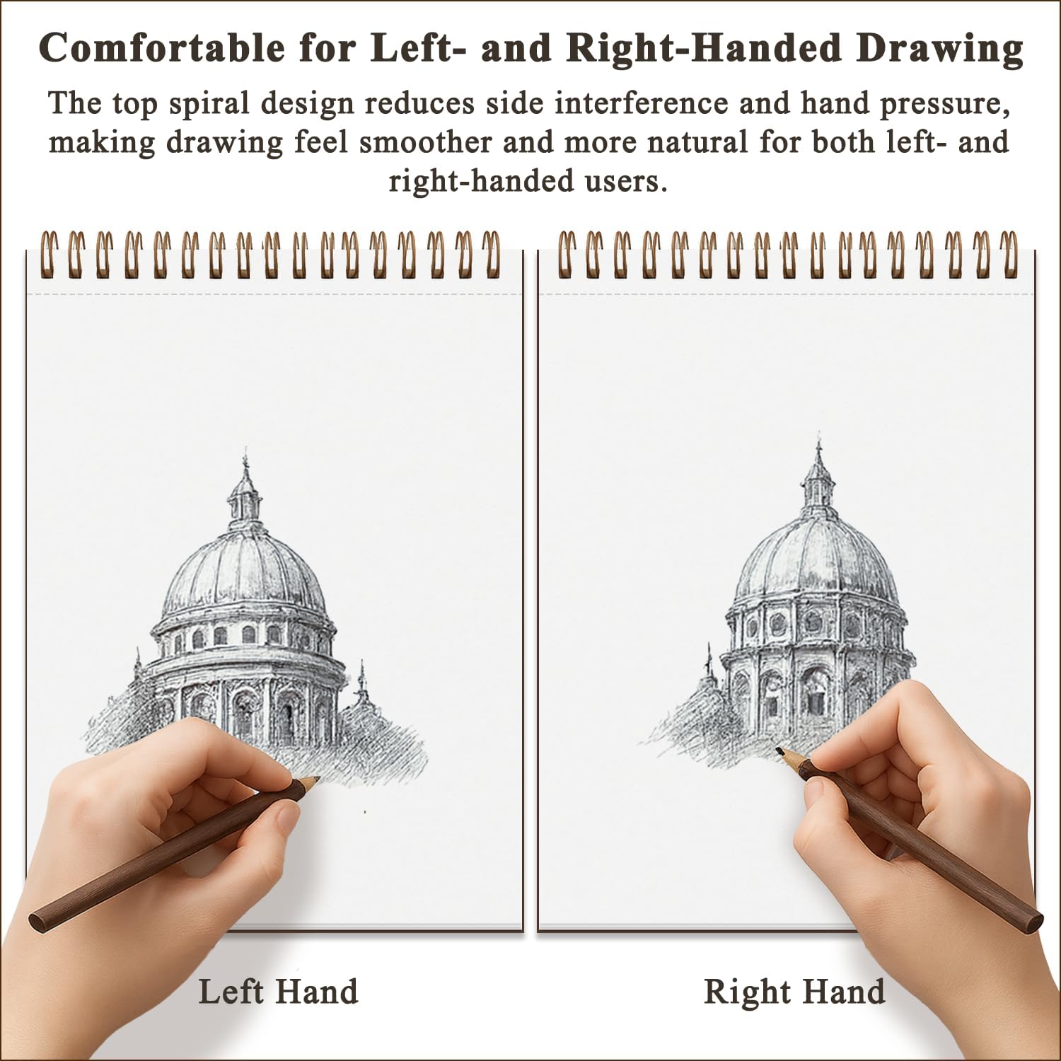 Sketchbook 8.5"x11" Hard Cover Spiral – 100 Sheets 68lb view 8