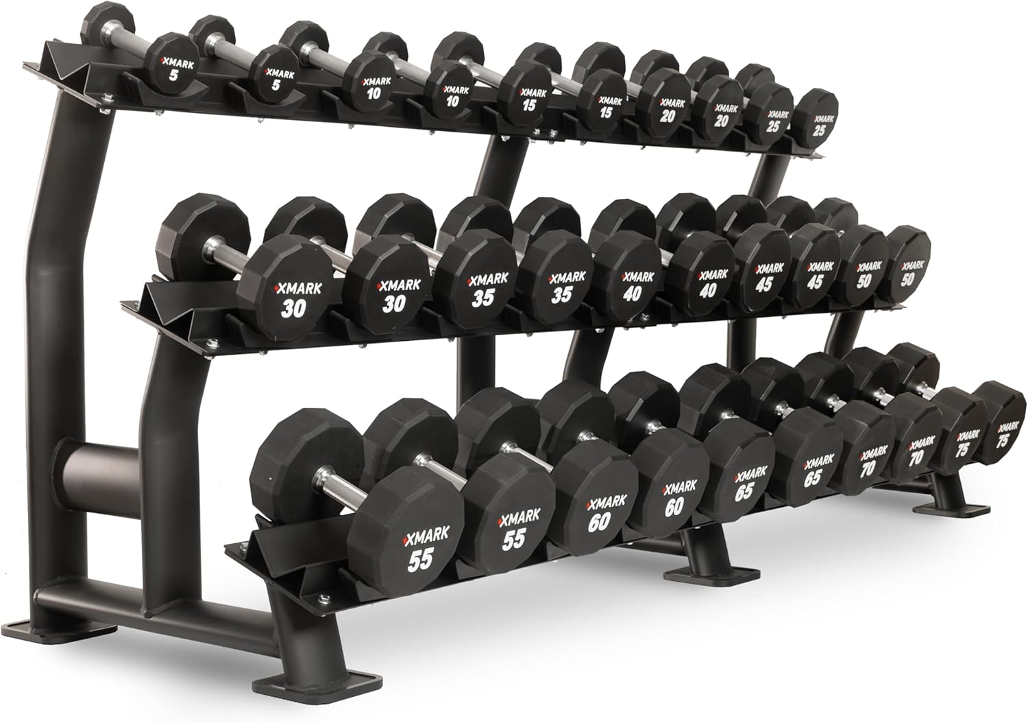 XMARK Dumbbell Weights Sets, 5-50lb and 5-75lb Dumbbell Sets, No Odor, Urethane Dumbbells, Commercial Gym and Home Gym Equipment