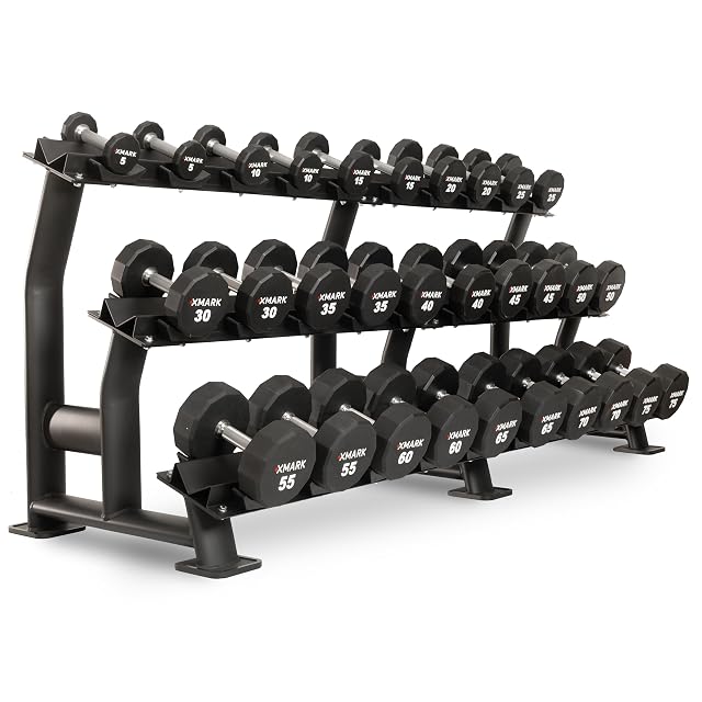 XMARK Dumbbell Weights Sets 5-50lb and 5-75lb Dumbbell Sets No Odor Urethane Dumbbells Commercial Gym and Home Gym