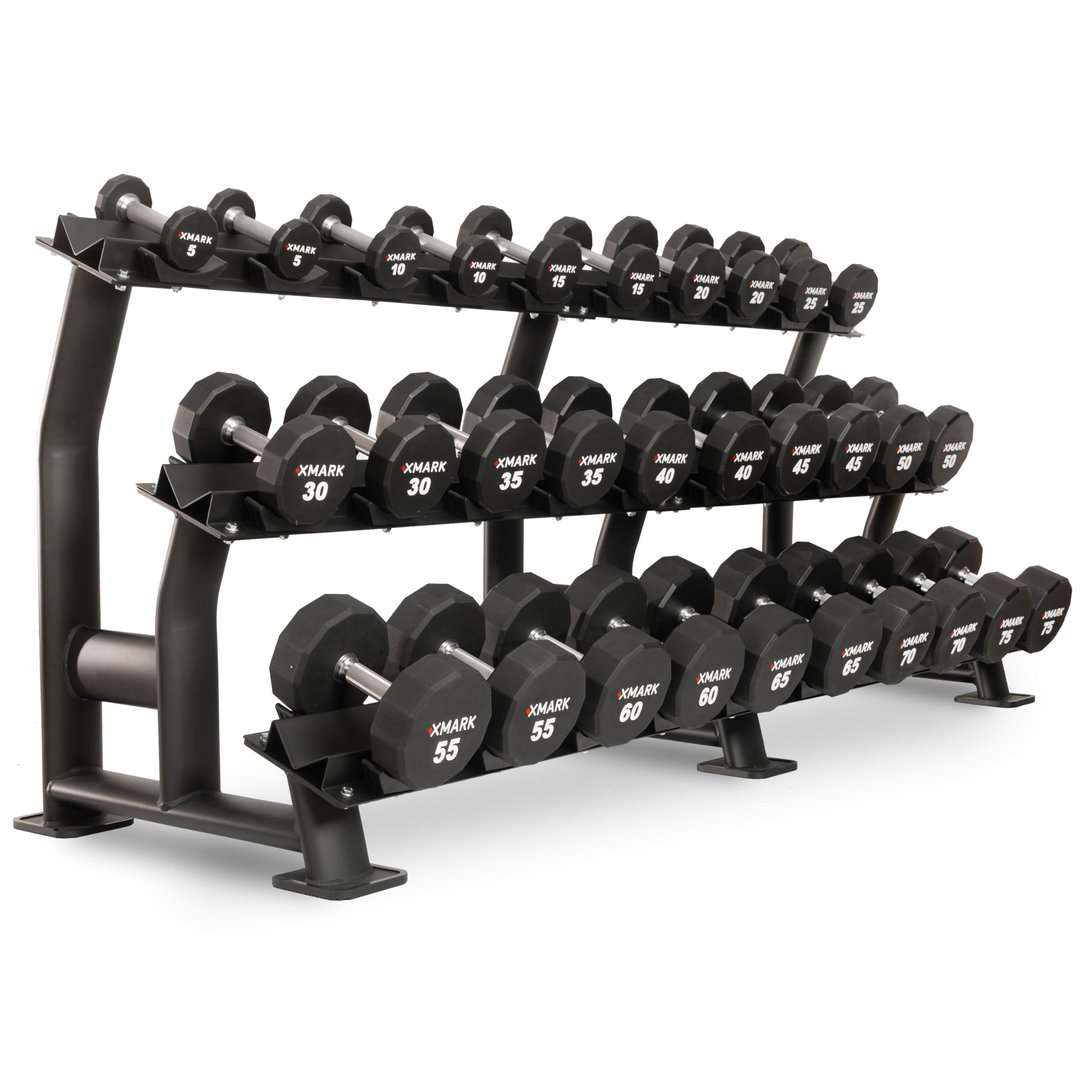 XMARK Dumbbell Weights Sets 5-50lb and 5-75lb Dumbbell Sets No Odor Urethane Dumbbells Commercial Gym and Home Gym