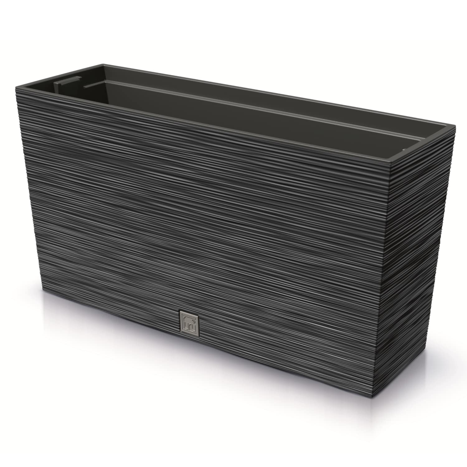 Prosperplast Furu Case Middle Jardinière rectangulaire en plastique avec pot intérieur pour l'intérieur et l'extérieur Anthracite 77 x 23,5 x 41 cm