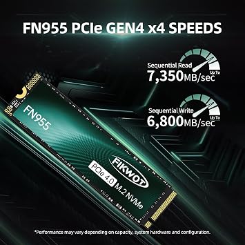 Fikwot FN955 4TB M.2 PCIe Gen4 Internal Solid State Drive with Graphene Cooling Sticker - Up to 7350 MB/s Dynamic SLC Cache Compatible with Laptops and PC Desktops