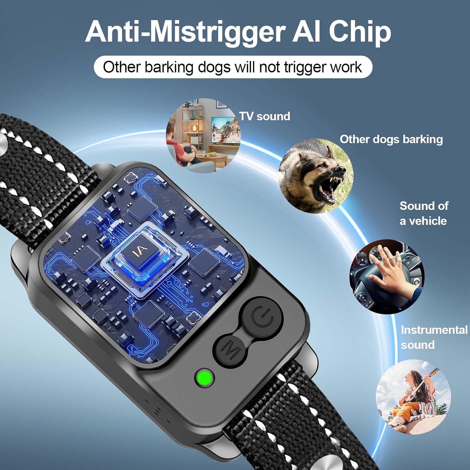 Citronella Bark Dog Collar Spray Dog Collar, with 5 Adjustable Sensitivity, Beep+Vibration+Spray 5 Working Modes Citronella Bark Collar, IP66 Waterproof Dog Spray Collar for L/M/S Black