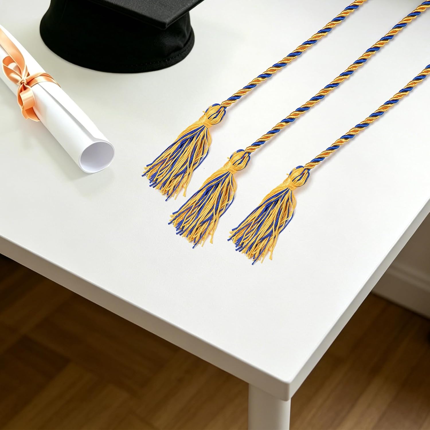 6pcs Graduation Honor Cord, Gold Blue 2026 Graduation Yarn Honor Cords with Tassel Grad Honor Rope for Class of 2026 Graduation Ceremony Decorations Party Supply