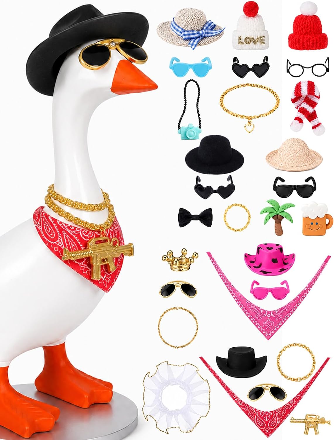 7 Inch Desk Goose Outfits - Mini Desk Goose Accessories Set,8 Set-A