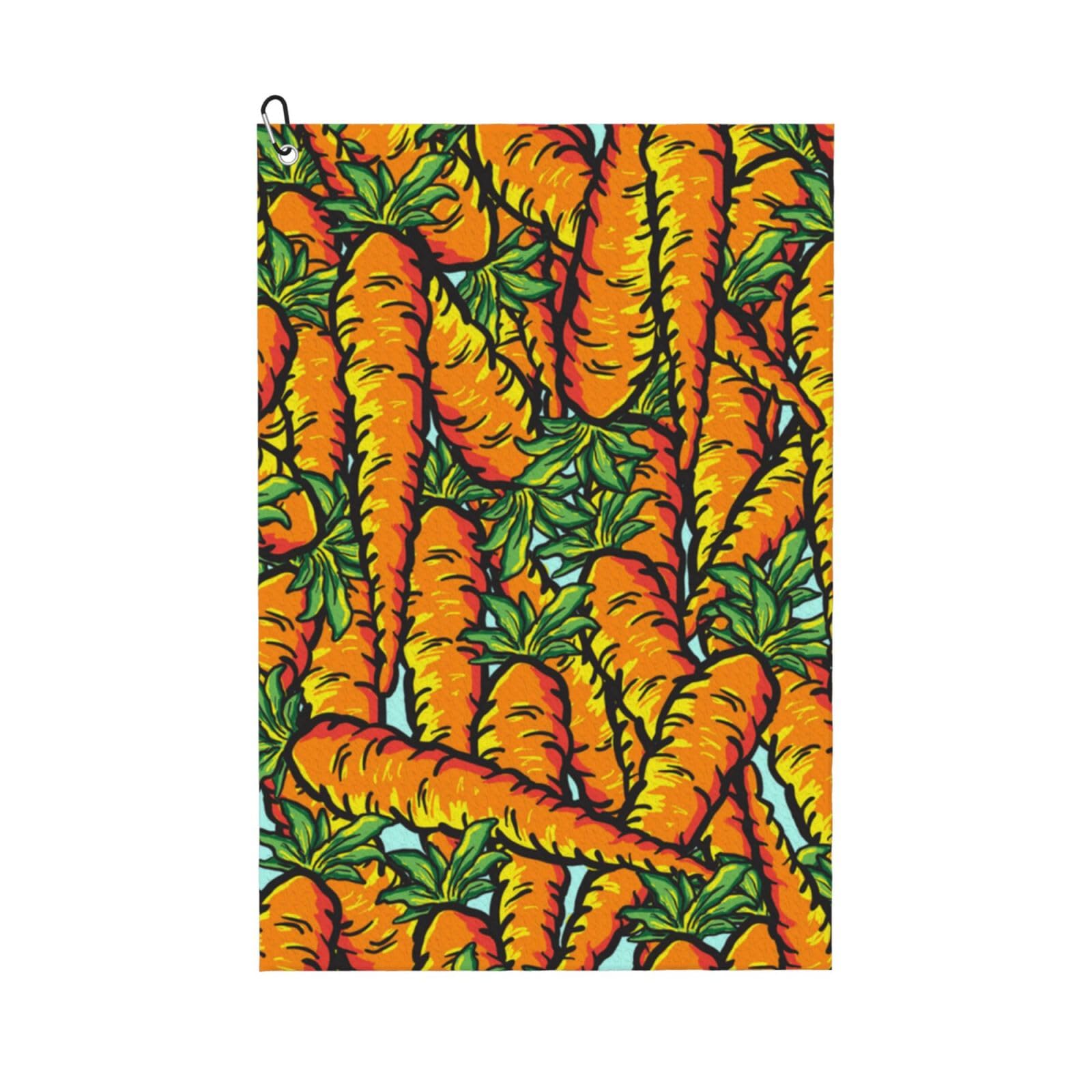 Hnnkloy Carrots, 16x24 in Portable Waffle Golf Towels with Carabiner Clip for Golf Bag