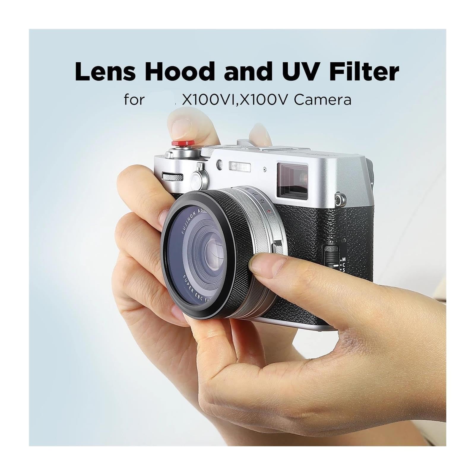 MC UV Filtro di protezione dell'obiettivo della fotocamera compatibile for Fujifilm X100VI X100V Anello adattatore integrato for fotocamera LUV-XVIB(Black)