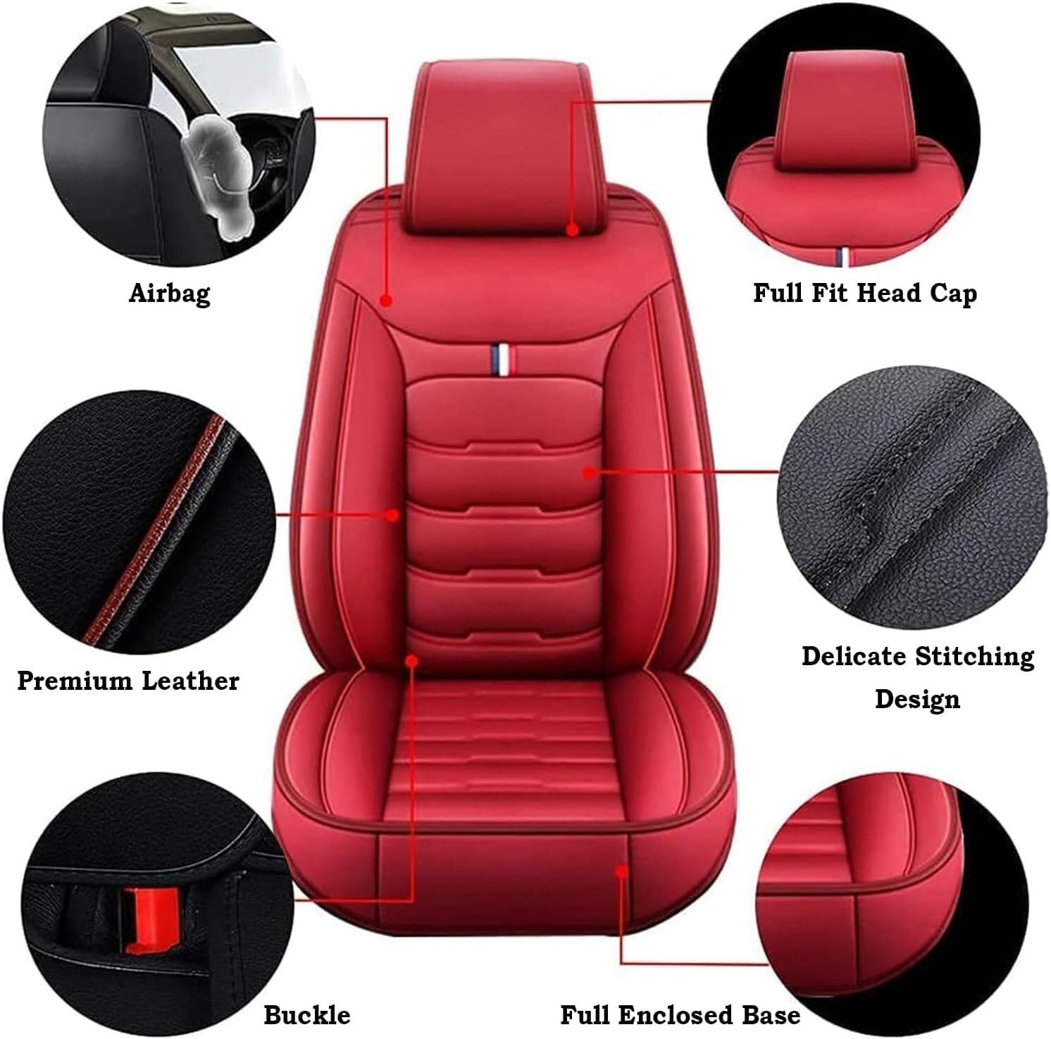 Auto Sitzbezüge für Kia Ceed SW GT Proceed GT/XCeed GT 2018-2022 23 24, Leder Autositzbezüge Sets, 5 Sitzer Schonbezüge Sitzschoner Vorne Hinten Wasserdicht Sitzauflage Accessories(F(Red))