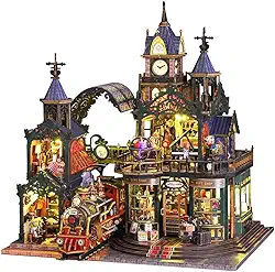 Maquete de Casa Miniatura para Montar 1:24 - Modelo Criativo de Cidade, Capa Protetora e Caixa de Música, Presente Ideal para Natal e Aniversário