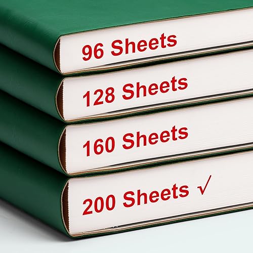 Miniatura 3 de EMSHOI Cuaderno con rayas universitarias, diario rayado B5, 400 páginas (200 hojas), papel grueso de 100 GSM, diario de cuero de tapa blanda para