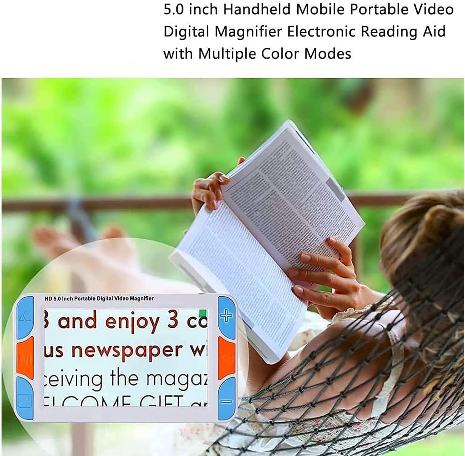 Loupe Numérique Vidéo Portable Portable Aide à La Lecture électronique Visuelle Mobile pour Basse Vision 5.0 Ih Écran 3x-48x Fois Zoom 26 Modes De Couleur, Sortie Hdmi Et AV