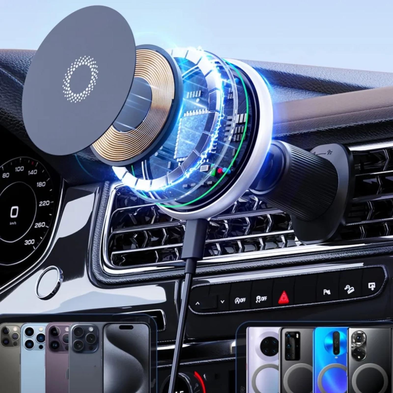 Soporte Móvil Coche para KIA EV5 2024-2025, Soporte para teléfono móvil de Coche con Clip para Rejilla de ventilación del Aire Acondicionado LHD