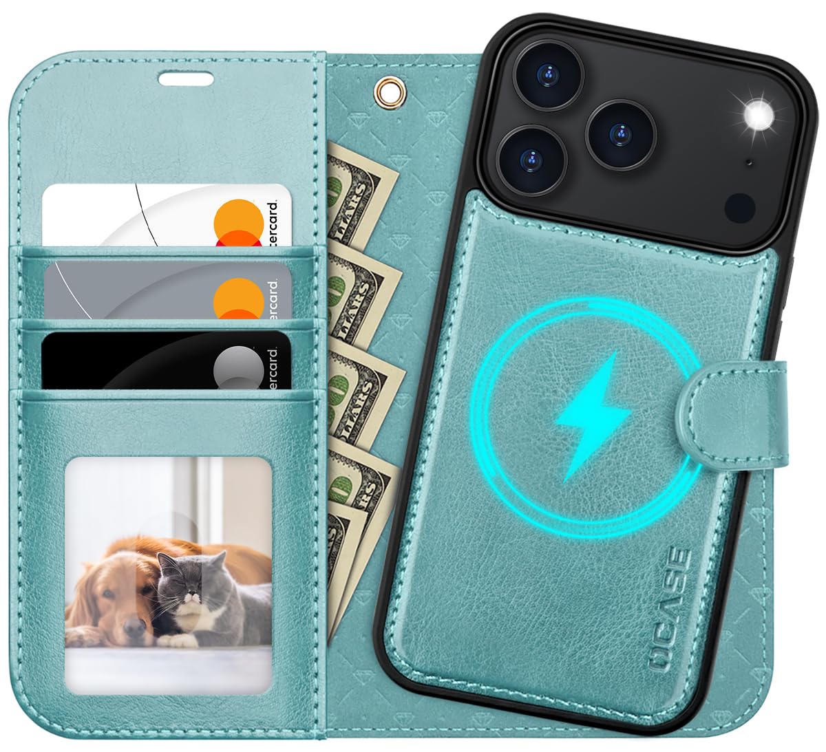 OCASE for iPhone 17 Pro Detachable Wallet Case with Card Holder, 2 in 1 PU Leather Flip Folio with RFID Blocking Stand Wrist Strap Shockproof Phone