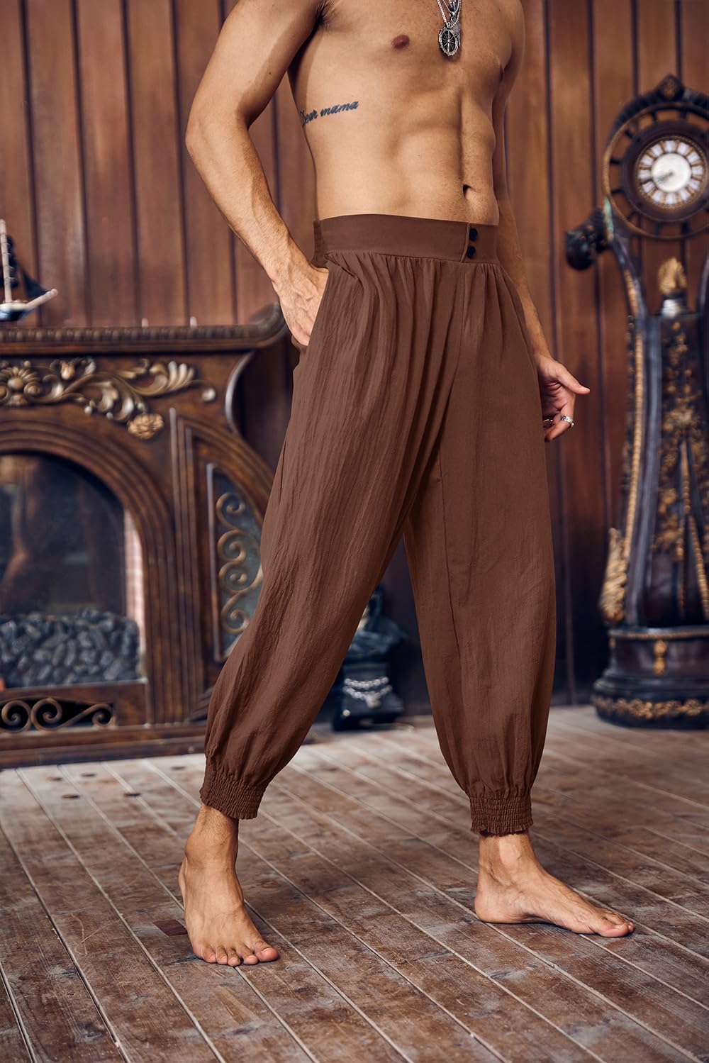 Gafeng Mens Pirate Pants Medieval Renaissance Knicker Halloween Costume